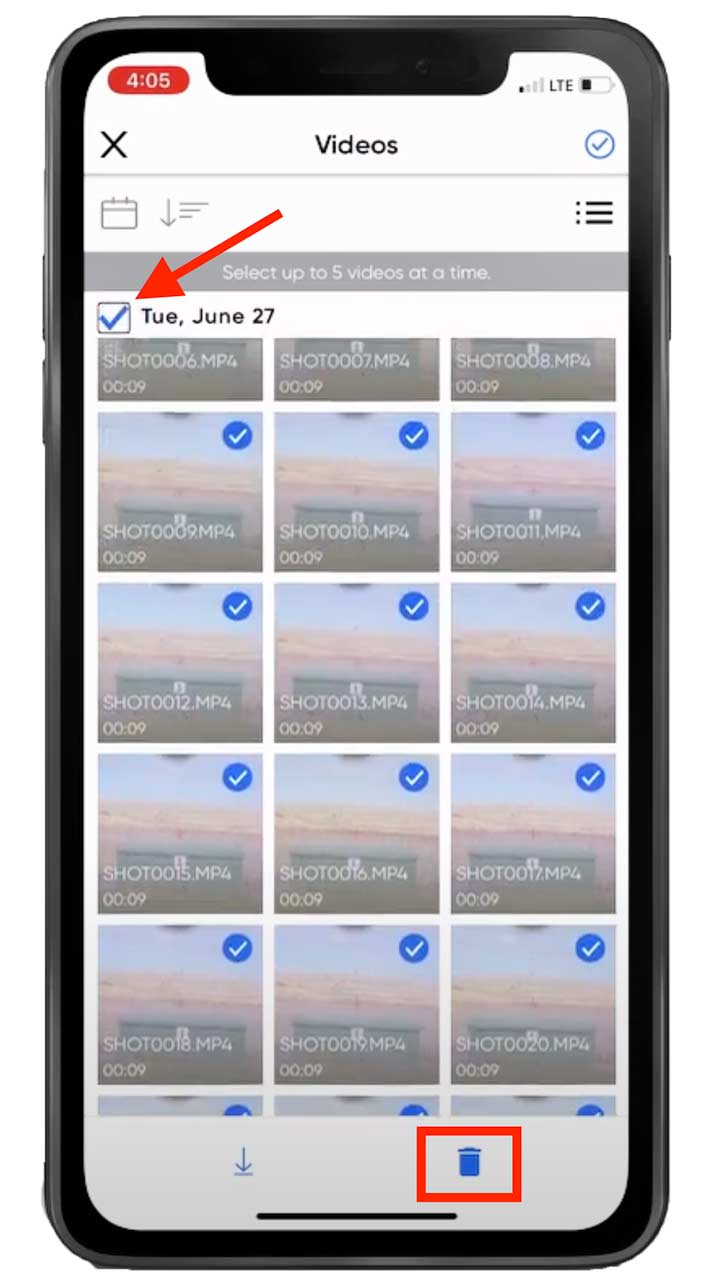 Birden fazla videoyu silme